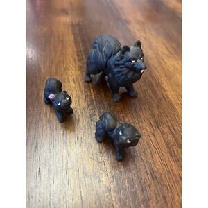 Vintage bone China black Pomeranian dog lot of 3